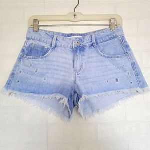 Zara Light Wash Distressed Shorts